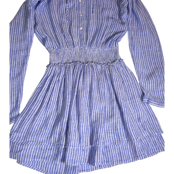 Rails Striped Summer Linen Dress Tiered Ruffle Skirt Sz Medium - Picture 11 of 12